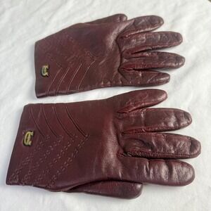 Vintage 60s/70s Etienne Aigner Burgundy Red Maroon Leather Gloves Italy Size 6.5